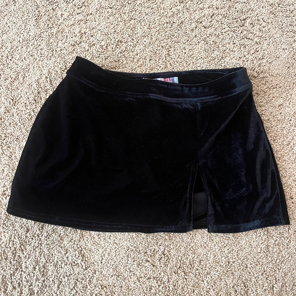 Urban Outfitters Black Velvet Mini Skort